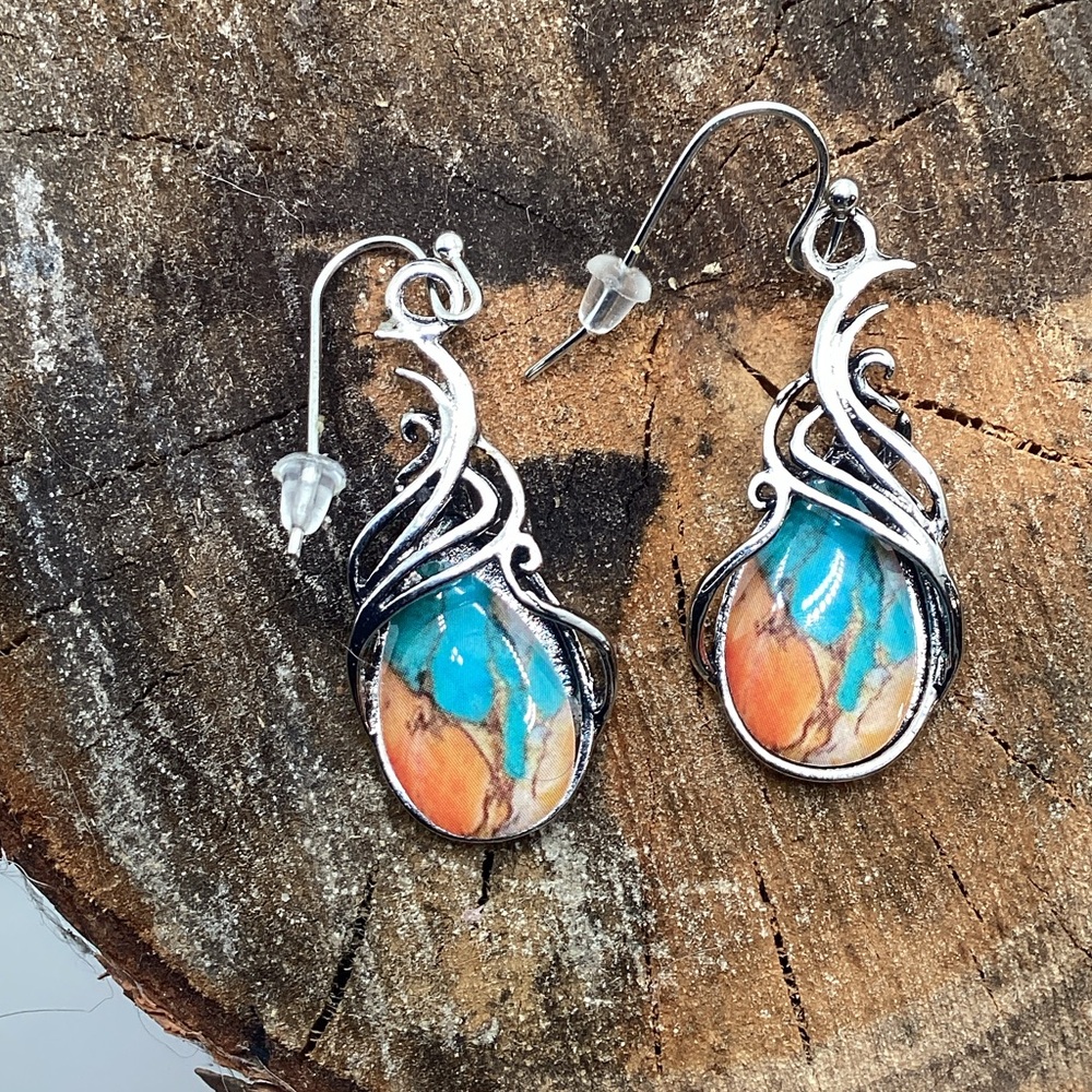 Elegant Silver and Turquoise Earrings